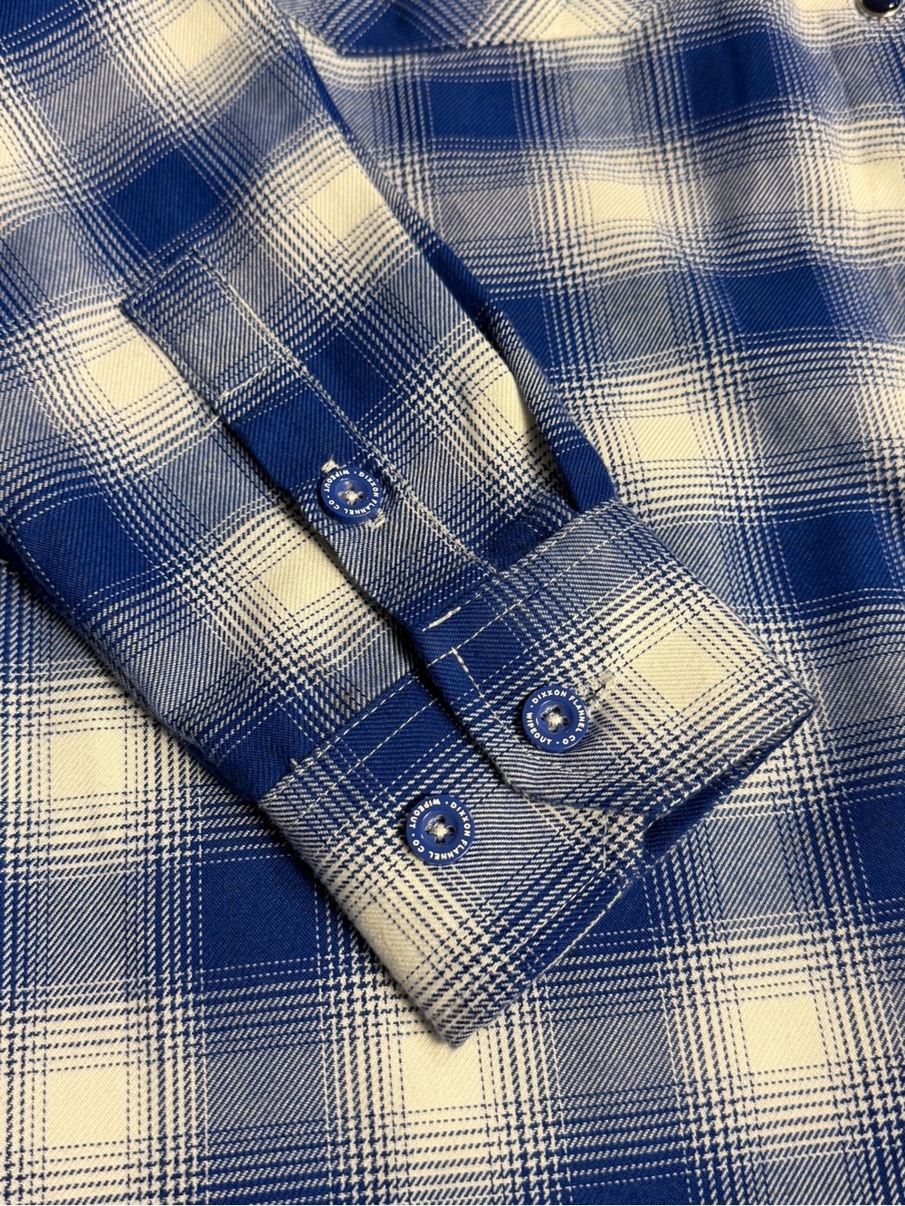 DIXXON womans Blue and White Plaid Button-Down Shirt - Picture 3 of 7